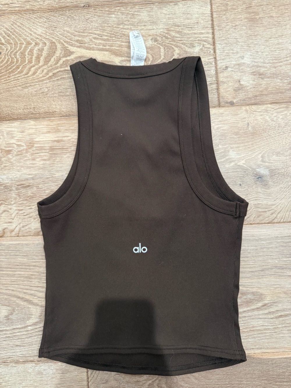 Alo Ribbed Racerback Crop Tank - Chocolate